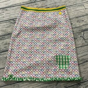 Fornarina M Ruffle Trim Floral Heart Printed A-Line Knee Art Wear Avant Tush‎